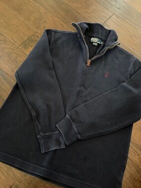 Polo by Ralph Lauren Navy Quarter-Zip Pullover with Red Pony